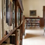 Bücherregal einer Bibliothek mit Büchern