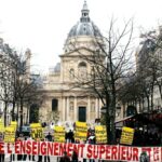 Demonstration auf dem Place de la Sorbonne in Paris